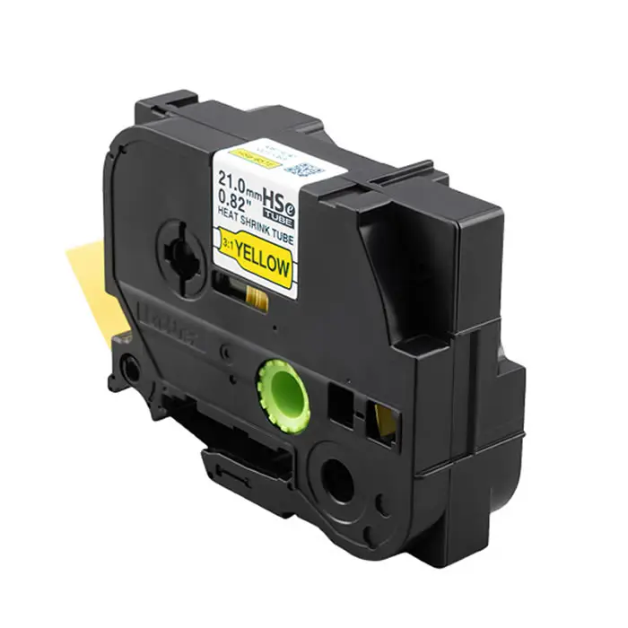 Brother P-Touch HSe-651E Orijinal Sarı üzerine Siyah Isı ile Daralan Laminasyonlu Etiket -21mm